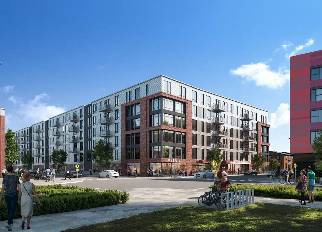 Rendering of apartment building proposed for LINC