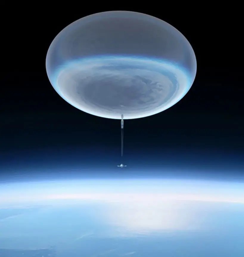 Balloon flying above horizon