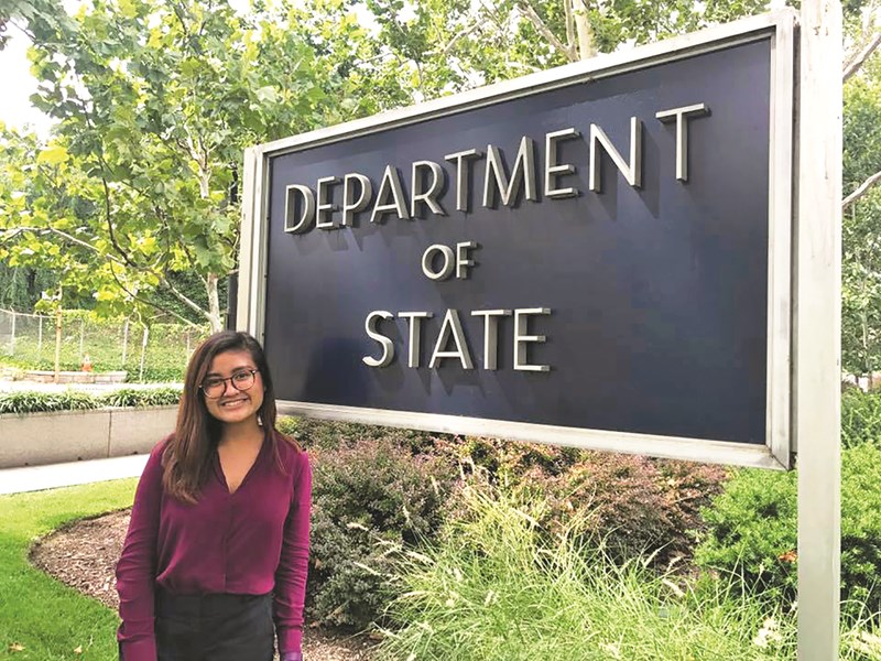 UMass Lowell Junior political science and government major Ayuthaya Basuseto, intern for the U.S. Department of State - Bureau of International Information Programs