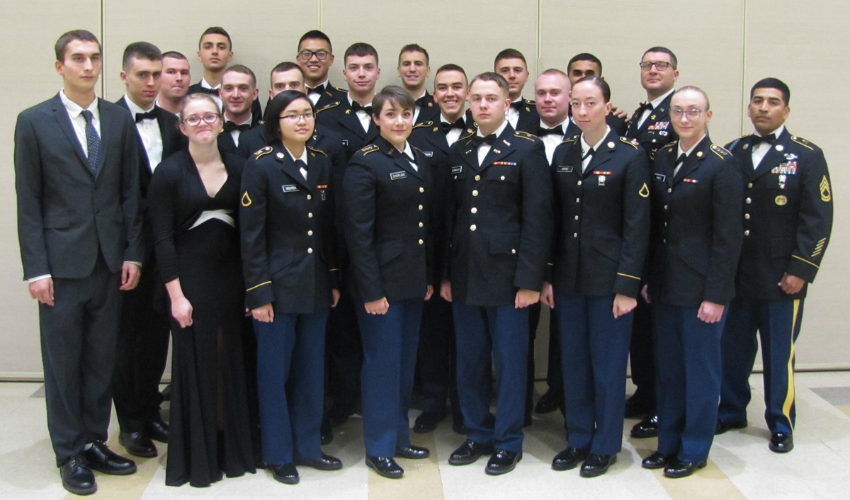 UML Cadets in uniform at dining in