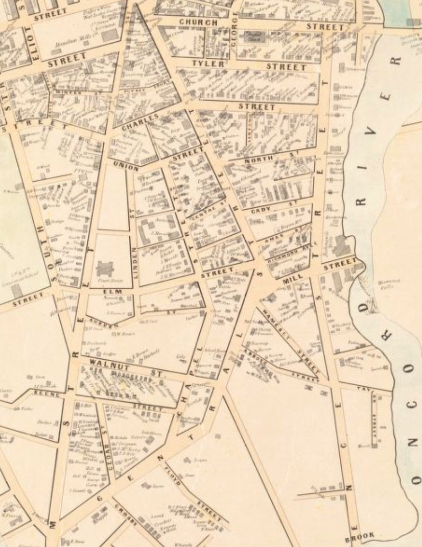 Back Central area map from 1850