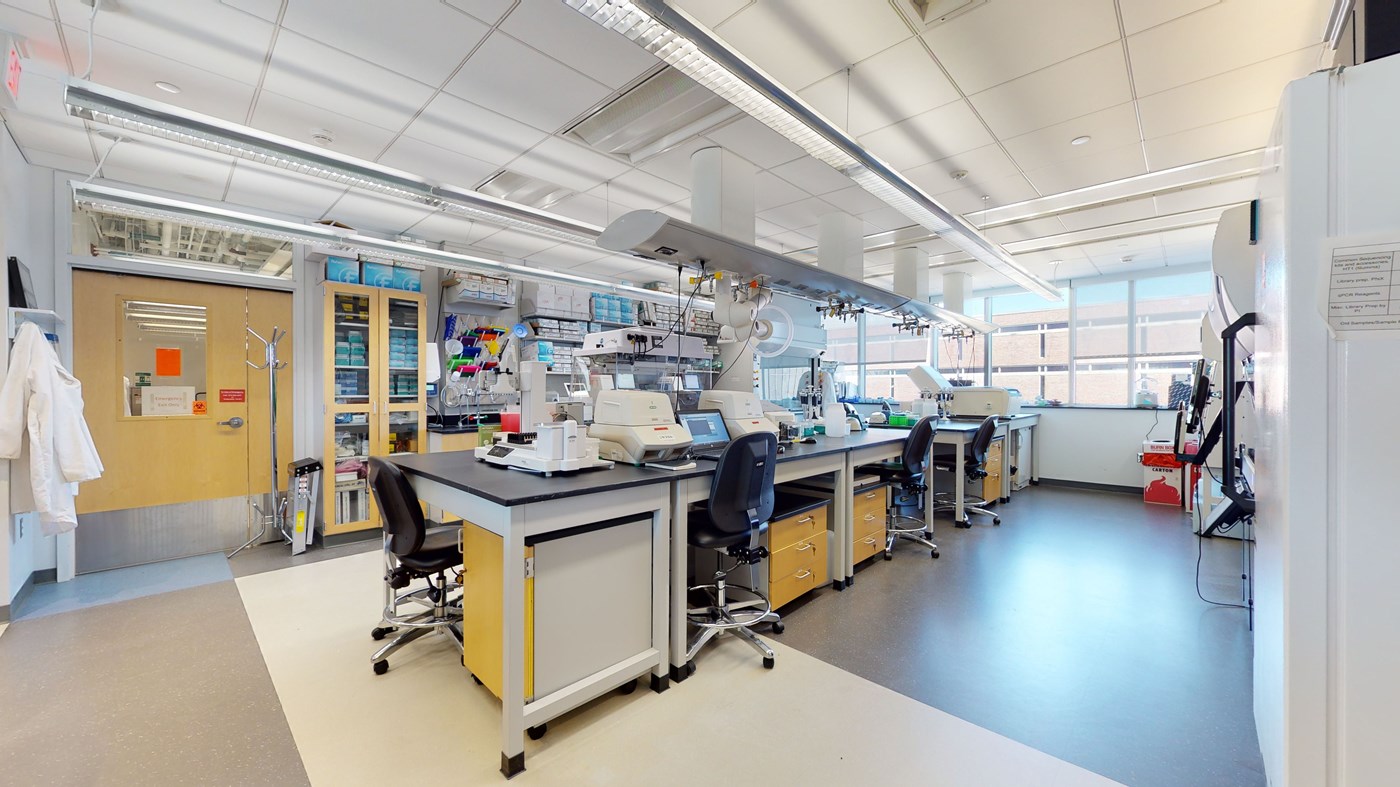 Workstations in UMass Lowell's Next Generation Sequencing Lab