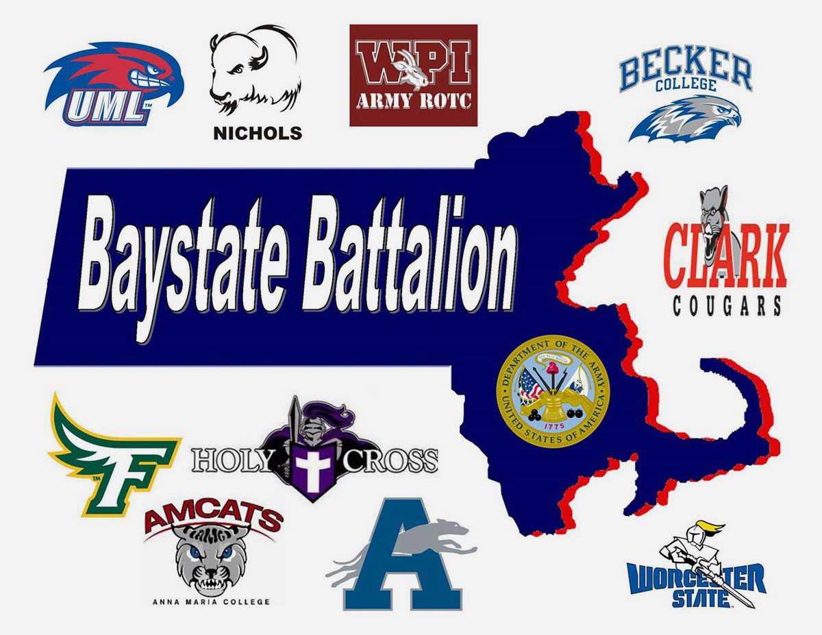 Bay State Battalion Logos. Cadets from all Worcester Consortium colleges and universities, plus Fitchburg and Framingham State Universities, Daniel Webster College, and UMass Lowell make up what is known as the Bay State Battalion. Headquartered at WPI, this unit prides itself on turning motivated and intelligent Cadets into educated and well-rounded officers.