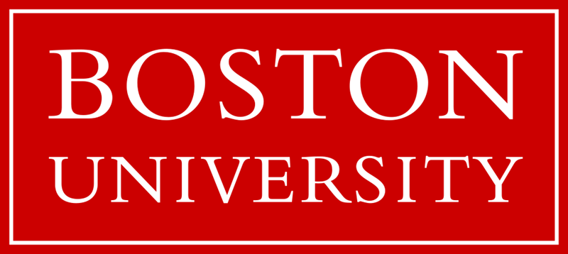 Boston University inside a large red rectangle