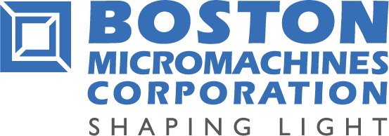 Blue microchip to the left of Boston Micromachines Corporation