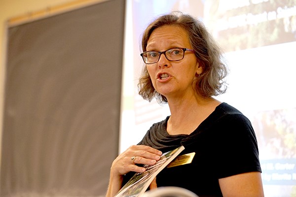 Lori Weeden speaks during the workshop