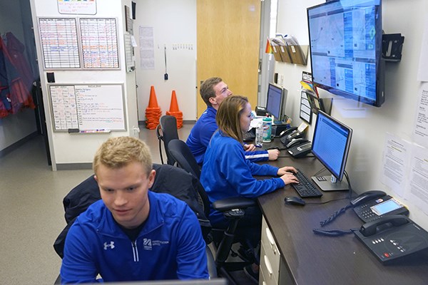 Students work in the Transportation Services office