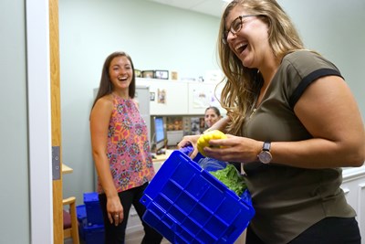 Student employees make CSA deliveries on South Campus