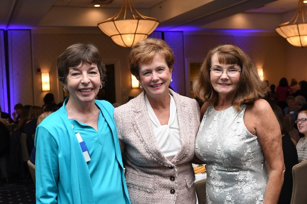 Claire Chamberlain, Chancellor Jacquie Moloney and Interim Dean Karen Devereaux Melillo at UMass Lowell Nursing 50th celebration