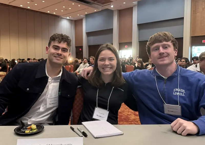 Exercise Science students Zachary Kyros, Lily Boccelli and Michael Arbuckle at the fall 2025 College Bowl.