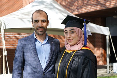 Fatima Jameel with husband Abdullah al Jizani at Commencement 2021