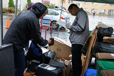 Recycled electronics are sorted on North Campus