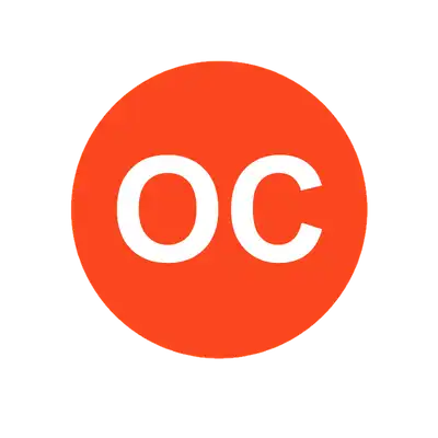 An orange circle with a white "O" and "C" in the middle.