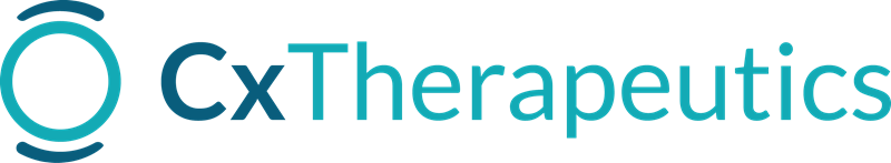 Cx Therapeutics logo with the words: Cx therapeutics in two shades of teal, with a teal circle to the left of the words.