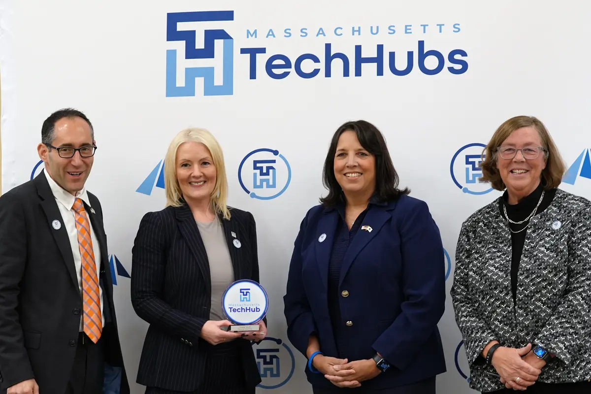 Eric Paley, Kim Holloway, Kim Driscoll and Carolyn Kirk at the Massachusetts TechHubs event.