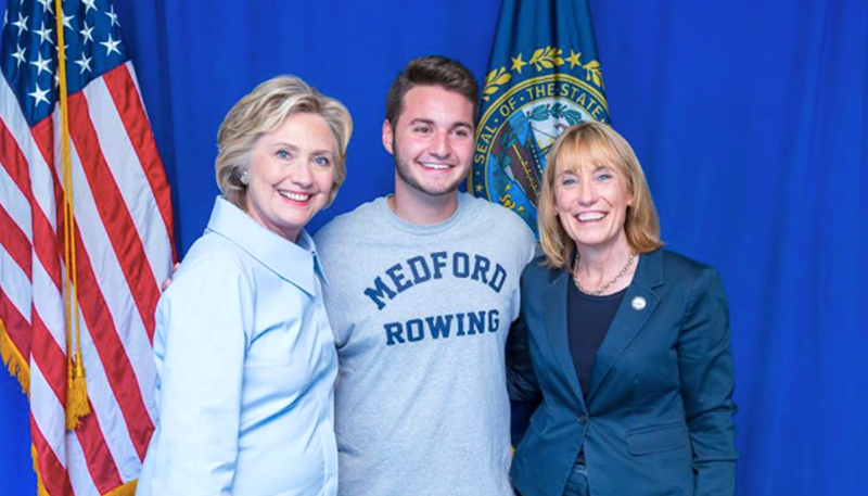 David Todisco, center, with Hilary Clinton on the left and Senator Maggie Hassan of New Hampshire on the right
