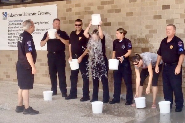 Members of the UMass Lowell Police Department do the Ice Bucket Challenge 