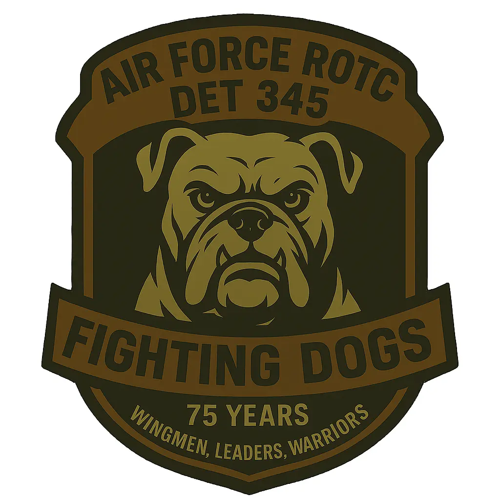 AFROTC Detachment 345 75th anniversary, fighting dogs badge.