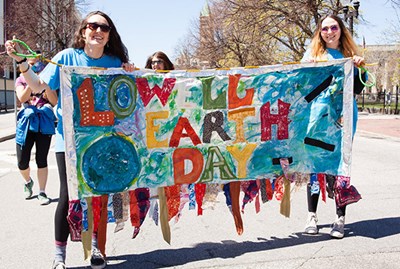 The parade at Lowell's 2017 Earth Month celebration