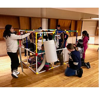 Children creating a EcoSonic Playground through a UMass Lowell Music Department project