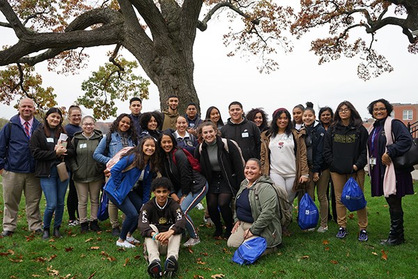 Students studying education at Lawrence High School and their teachers visited campus to learn about teaching careers