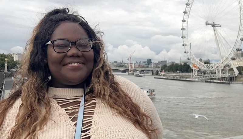 Emoni Baffour in London during a study abroad experience