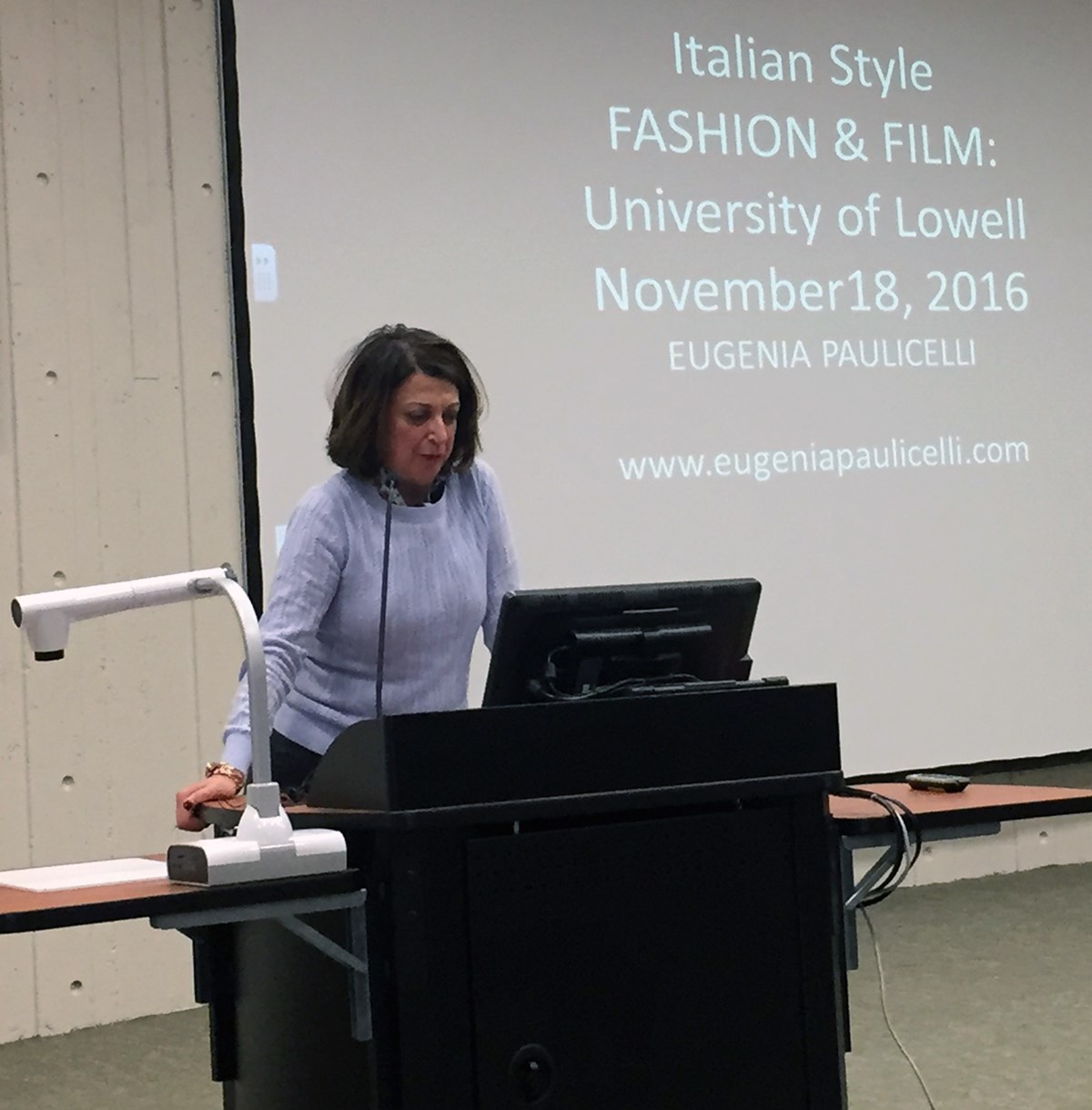 Eugenia Paulicelli during her presentation on Italian Style at the O’Leary Library, Lowell