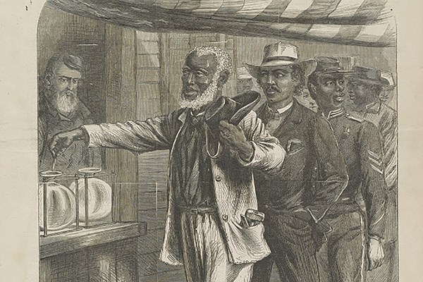 "The First Vote," an engraving featured on the cover of Harper's Weekly, Nov. 16, 1867
