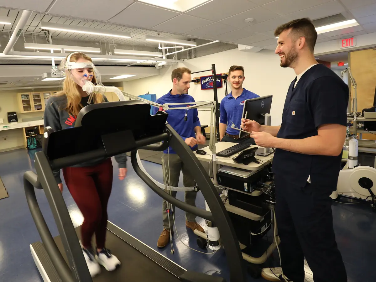 Exercise Science student walking on treadmill 