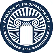 Freedom of Information Act 1966 logo with pillar at center.