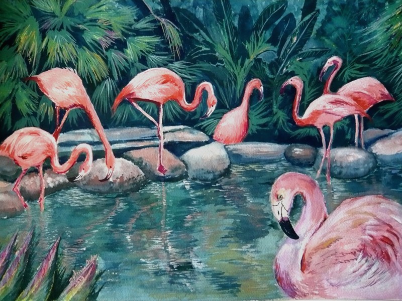 Patricia-Orfao-Art-Flamingos