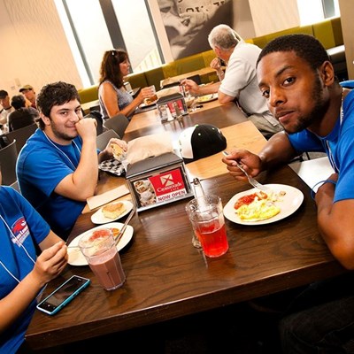Students dining in dining hall