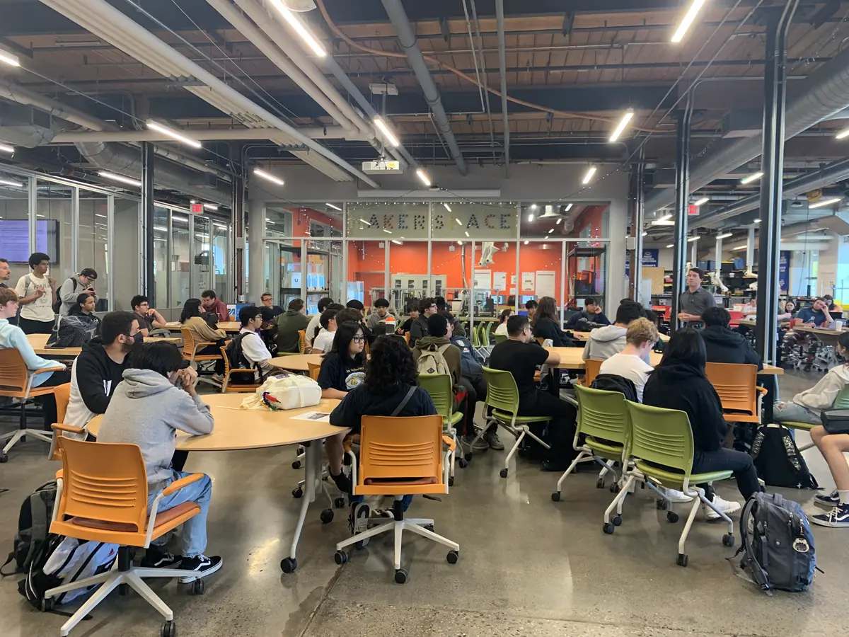 Greater Lowell Technical High School students at the UMass Lowell MakerSpace.