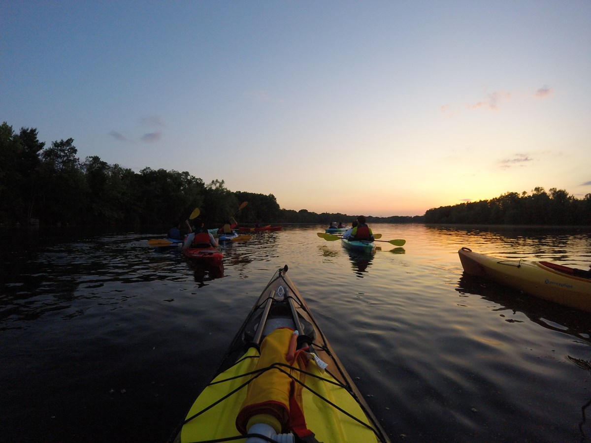 Kayaking on the Merrimack River at Sunset