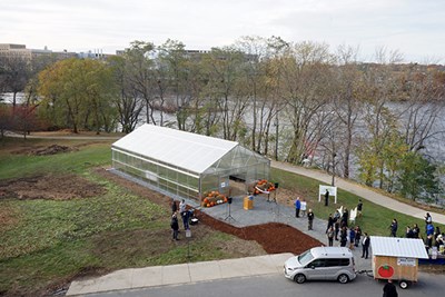The Urban Agriculture Greenhouse as seen above during the ribbon cutting ceremony