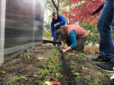 Students and Mill City Grows Employees Working Side-by-Side at East Campus Greenhouse