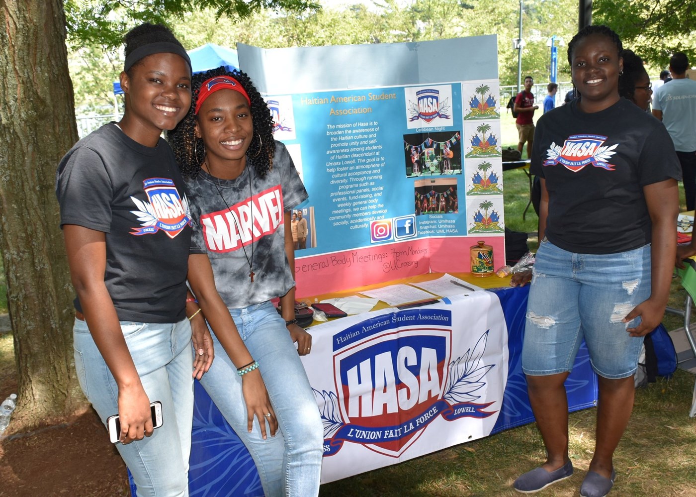 Haitian American Student Association at Engagement Fair posing for a picture