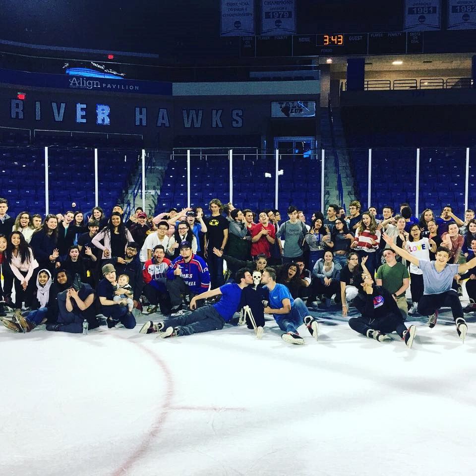 Honors students at Hockey game