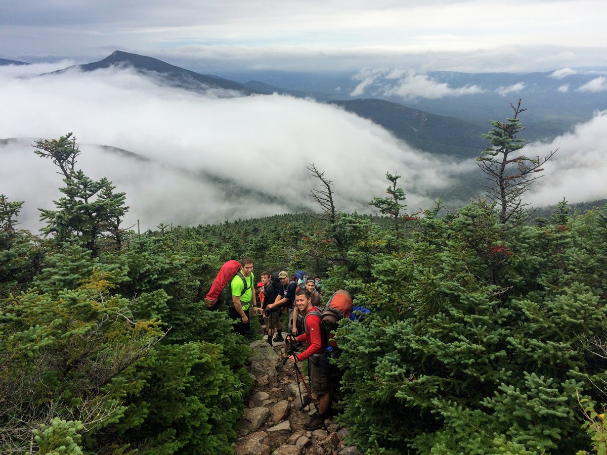Group on a high trail in the White Mountains