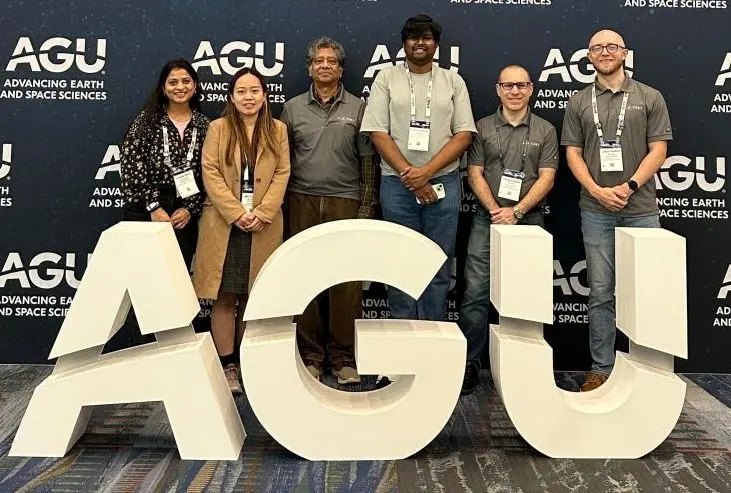 UMass Lowell attendees pose for a photo at the America Geophysical Union 2025.