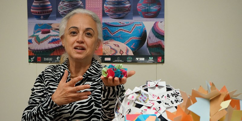 Assoc. Prof. Iman Chahine with some of her mathematical creations