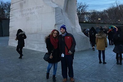 Adeja Crearer and David Todisco visited the Martin Luther King Jr. memorial in Washington D.C.
