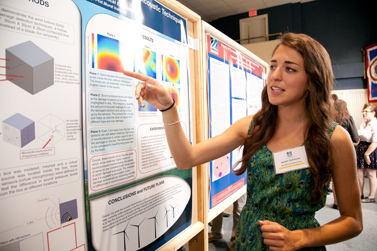 Female Graduate Student Presenting at Poster Session