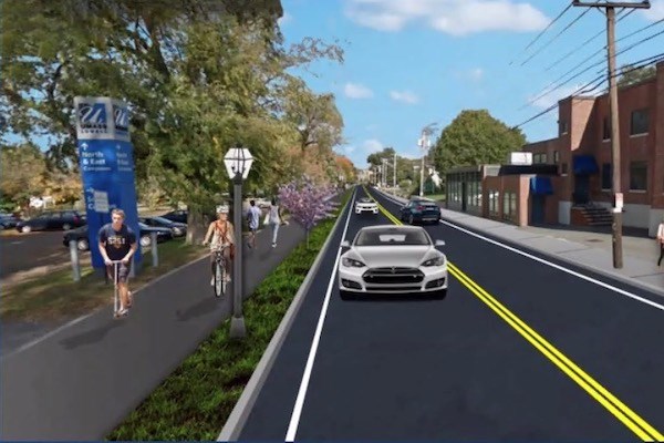A rendering of the proposed shared path on Pawtucket Street