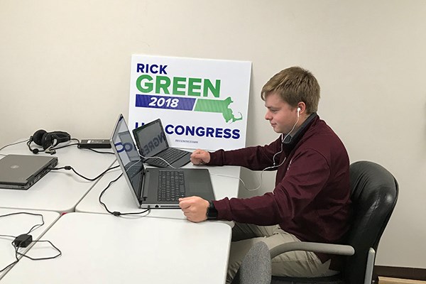 Honors political science major Justin St. Louis, at UMass Lowell, is deputy political director for Republican congressional candidate Rick Green