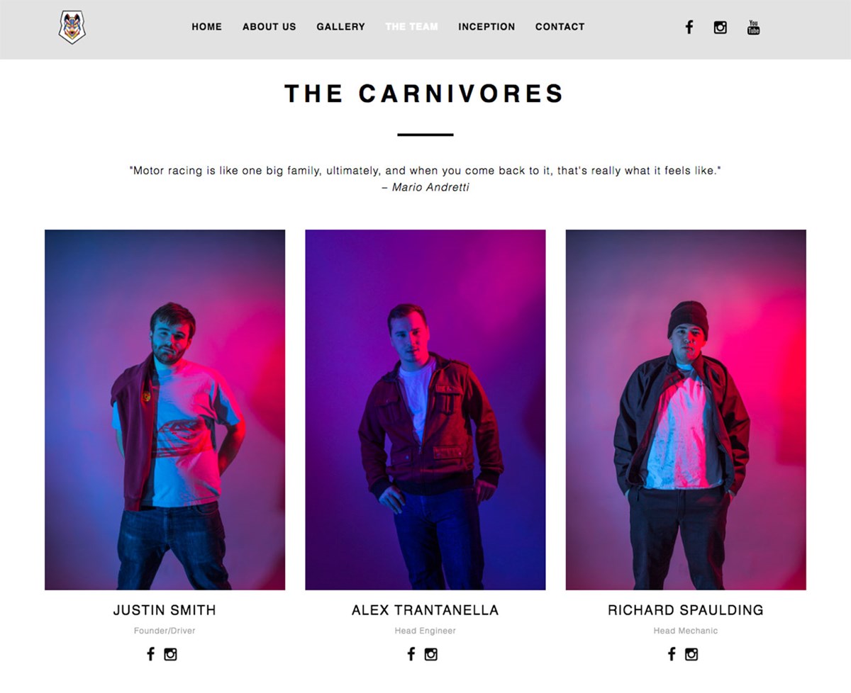 Carnivore Racing Team website by Justin Smith
