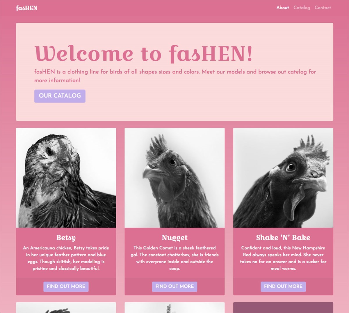 fasHen website by Katie Barry