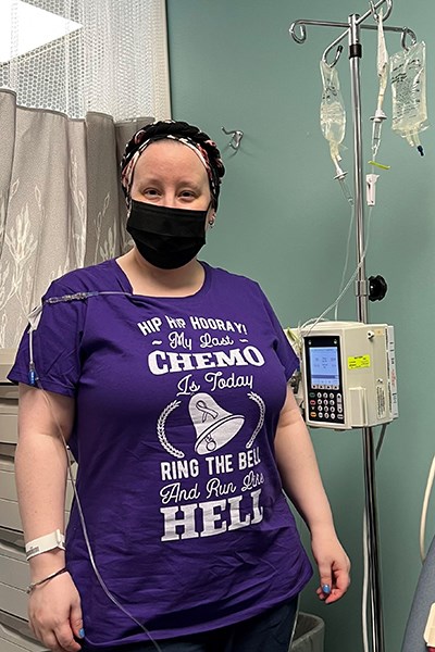 Kelley Lawson on her last day of chemotherapy