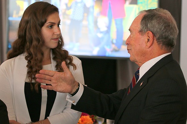 Kierra Walsh spoke with Michael Bloomberg at the Museum of Science event