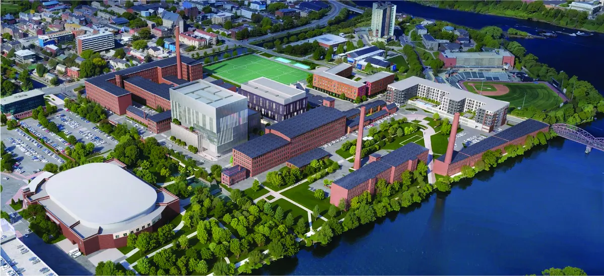 Aerial image of Lowell Innovation Network Corridor area